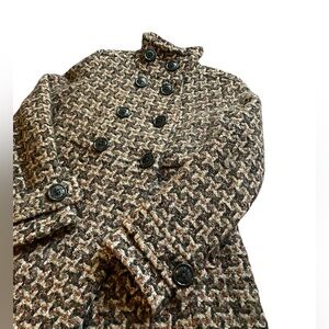 Y2K Miss Sixty Wool Blend Tweed Pea Coat